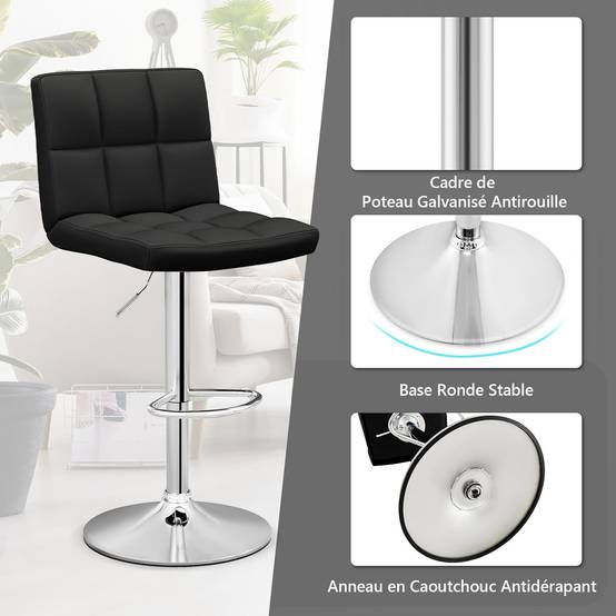 GIANTEX Lot de 2 tabourets de bar réglables en hauteur de 65 à 85 cm, pivotants à 360° avec repose-pieds, tabouret de comptoir, tabouret de bistrot jusqu'à 150 kg, tabouret de cuisine GIANTEX Lot de 2 tabourets de bar réglables en hauteur de 65 à 85 cm, pivotants à 360° avec repose-pieds, tabouret de comptoir, tabouret de bistrot jusqu'à 150 kg, tabouret de cuisine