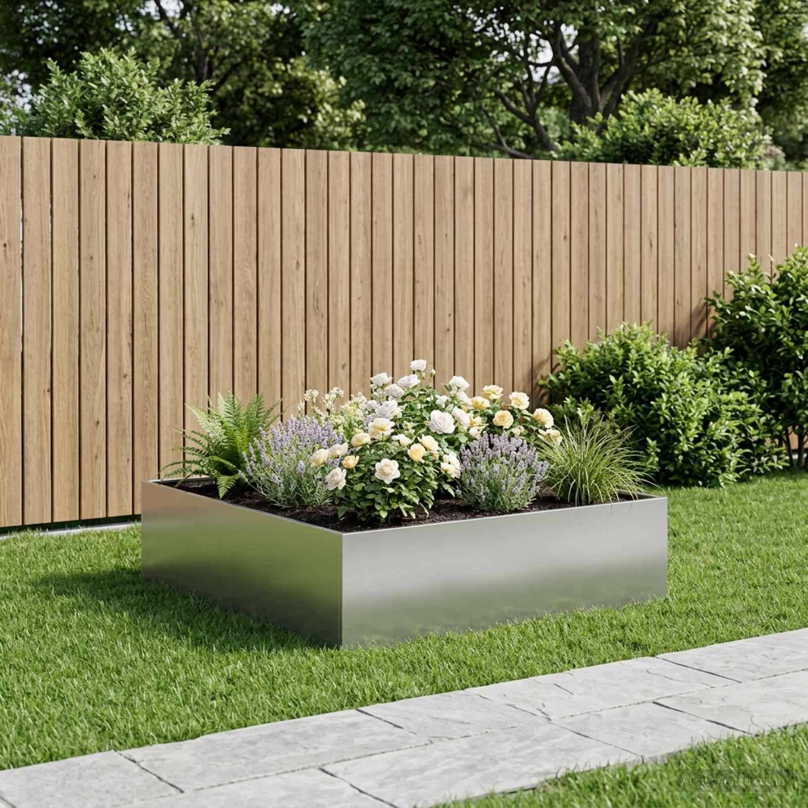 Vidaxl - Cache-pot de jardin Argenté 80 x 80 x 30 cm Acier galvanisé vidaXL 8005074 - Image 1