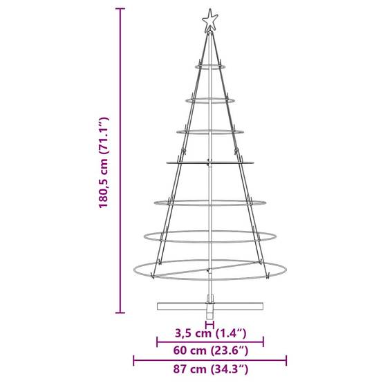 Grand sapin de Noël conique en acier support bois design Noir 180 cm – ComfortXL Outdoor Living - Image 9