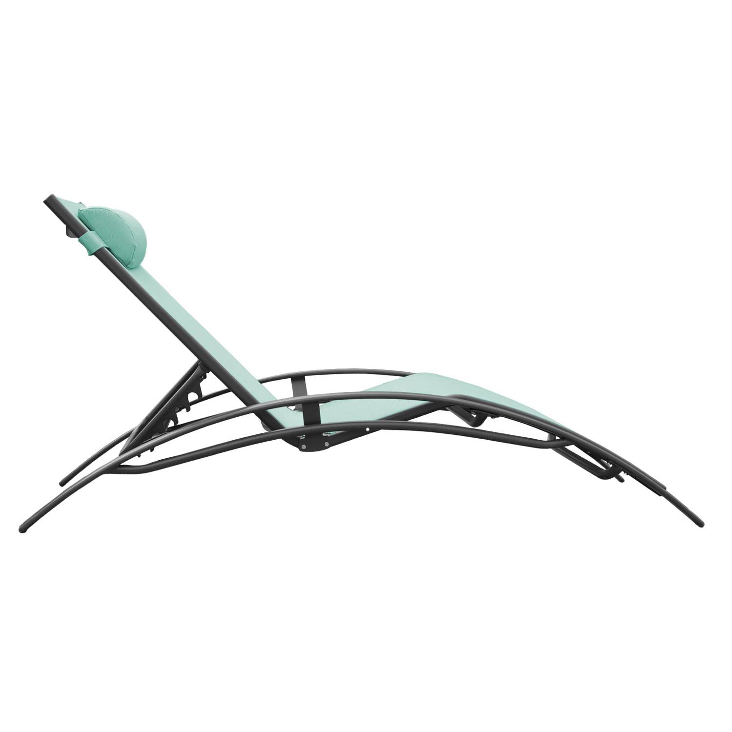 Happy Garden - Lot de 2 transats GALAPAGOS en textilène vert d'eau - aluminium gris anthracite - HAPPY GARDEN - Image 4