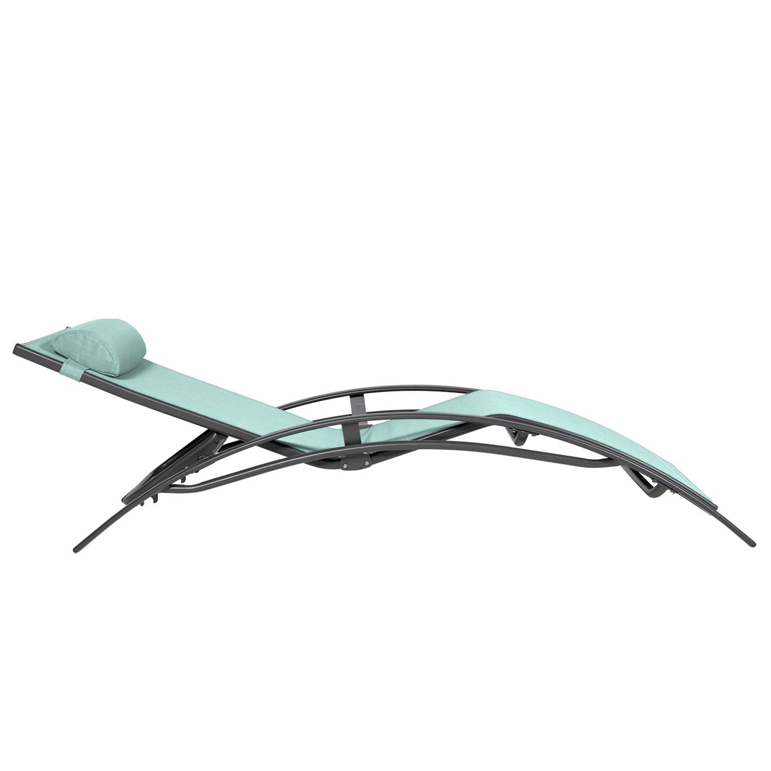 Happy Garden - Lot de 2 transats GALAPAGOS en textilène vert d'eau - aluminium gris anthracite - HAPPY GARDEN - Image 5