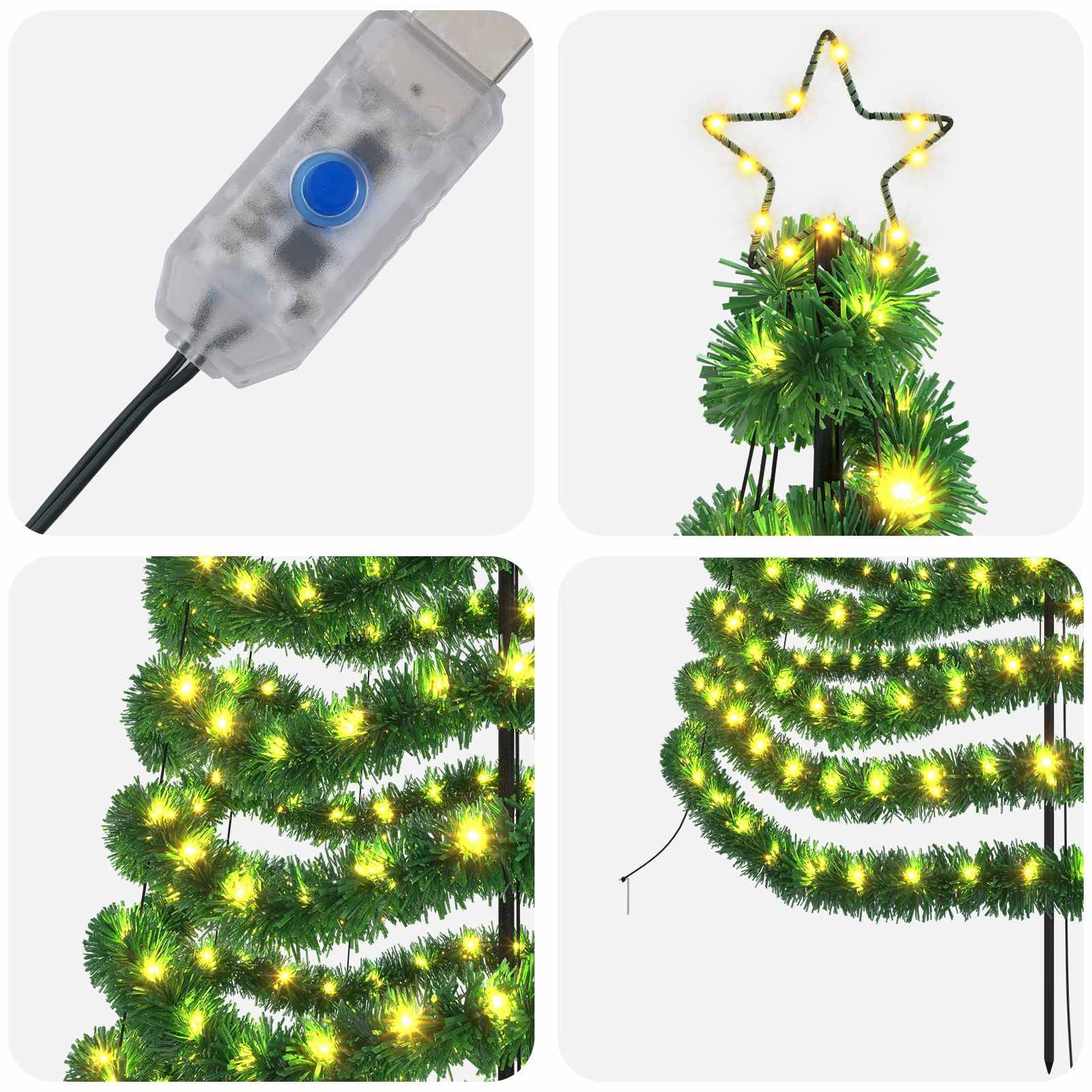Vidaxl - Sapin de Noël en guirlande LED avec piquet EKENAS 180 cm vidaXL 42056545 - Image 5
