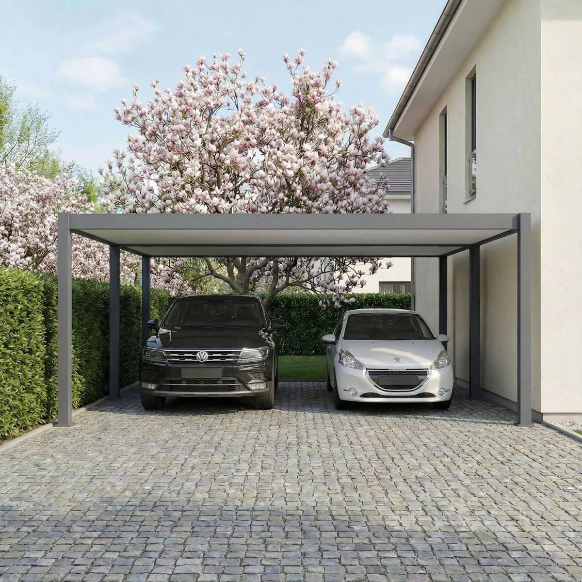 Direct Abris - Carport Aluminium 570 x 645 cm WESTON - 37 m2 - Hauteur : 255 - 2 Voitures - Abri Voiture Autoportant - Gouttière incluse - Image 2