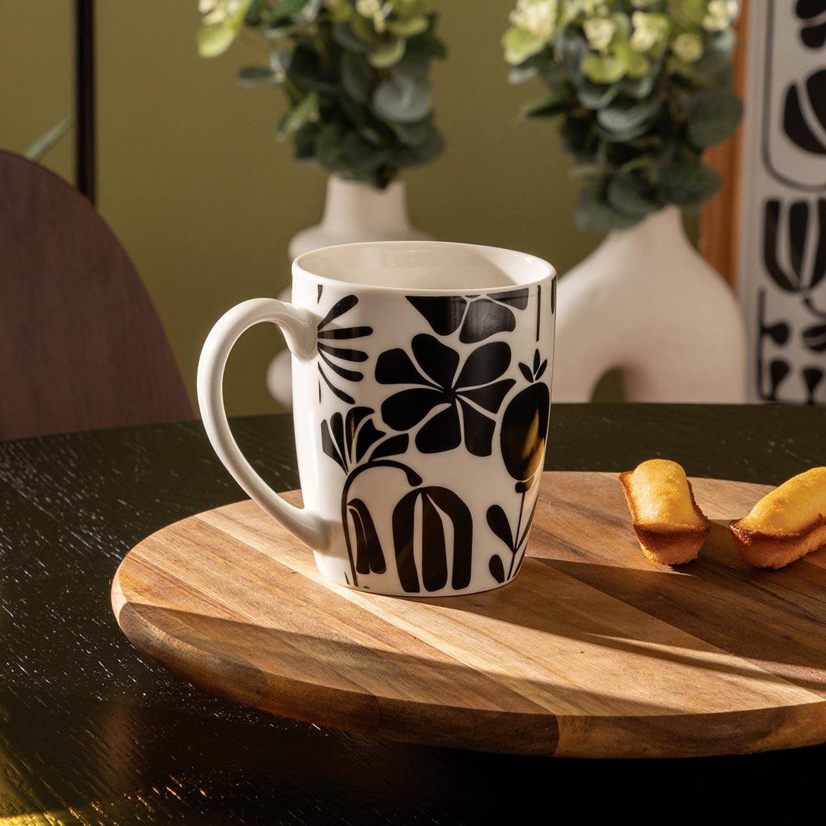 Lot de 6 Mugs "Twisted Lime" 37cl Noir & Blanc - Image 3