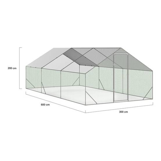 Enclos poulailler 18 m² – 6×3×2 m acier galvanisé, toit étanche & porte loquet – ID Market - Image 6