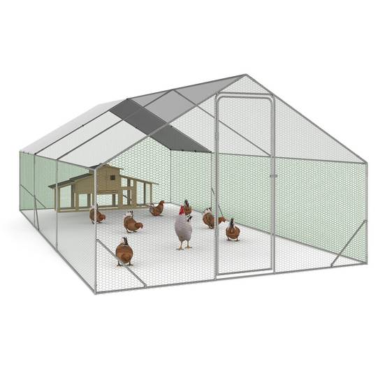 Enclos poulailler 18 m² – 6×3×2 m acier galvanisé, toit étanche & porte loquet – ID Market - Image 1