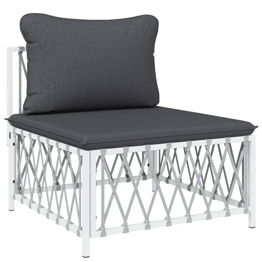 Helloshop26 - Salon de jardin meuble d'extérieur ensemble de mobilier 4 pièces avec coussins blanc acier - Image 3