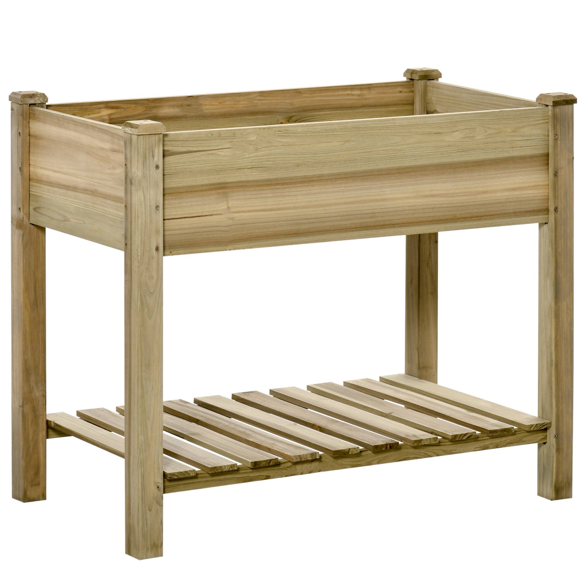 Table de culture potager surélevée bois sapin autoclave balcon 91cm vert - ComfortXL Outdoor Living - Image 1