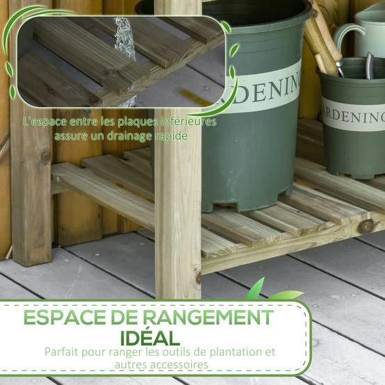 Table de culture potager surélevée bois sapin autoclave balcon 91cm vert - ComfortXL Outdoor Living - Image 7