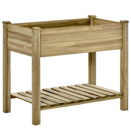 Table de culture potager surélevée bois sapin autoclave balcon 91cm vert - ComfortXL Outdoor Living - Image 2