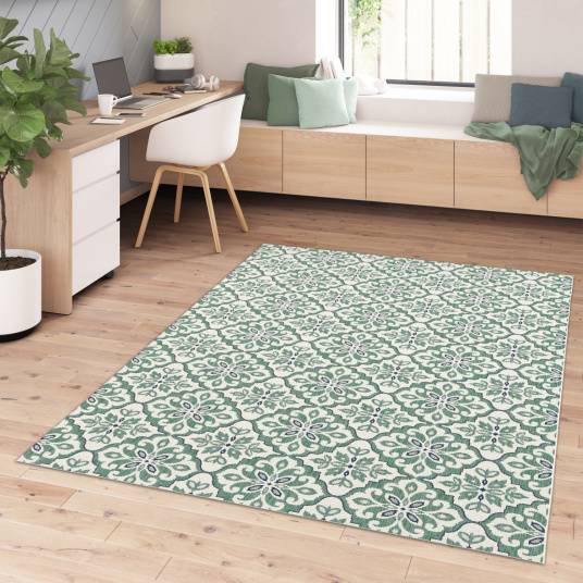 Decoweb - Tapis d'extérieur et intérieur - Madeleine - Vert céladon - 80 x 150 cm - Decoweb - Image 2