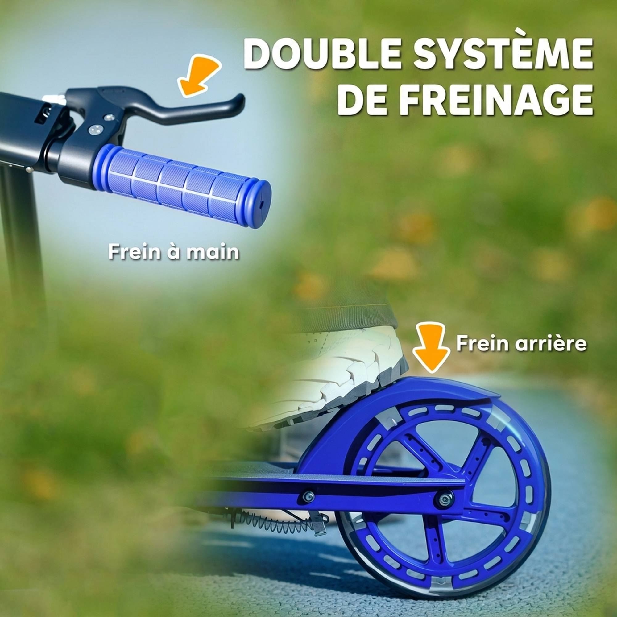 Trottinette enfants 3 à 8 ans, trottinette pliable à 2 roues LED roues lumineuses, 4 réglages en hauteur, bleu - Image 8