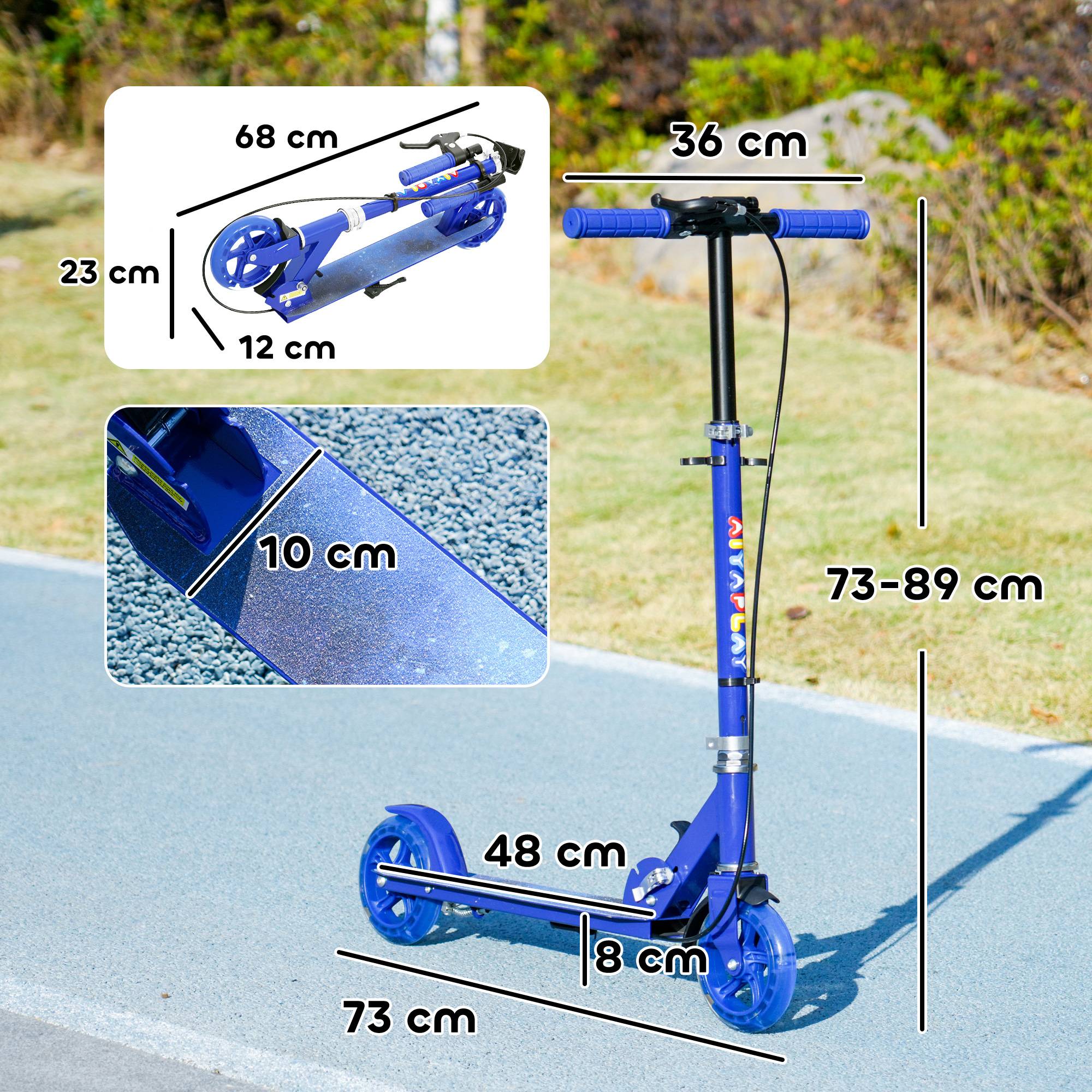 Trottinette enfants 3 à 8 ans, trottinette pliable à 2 roues LED roues lumineuses, 4 réglages en hauteur, bleu - Image 5
