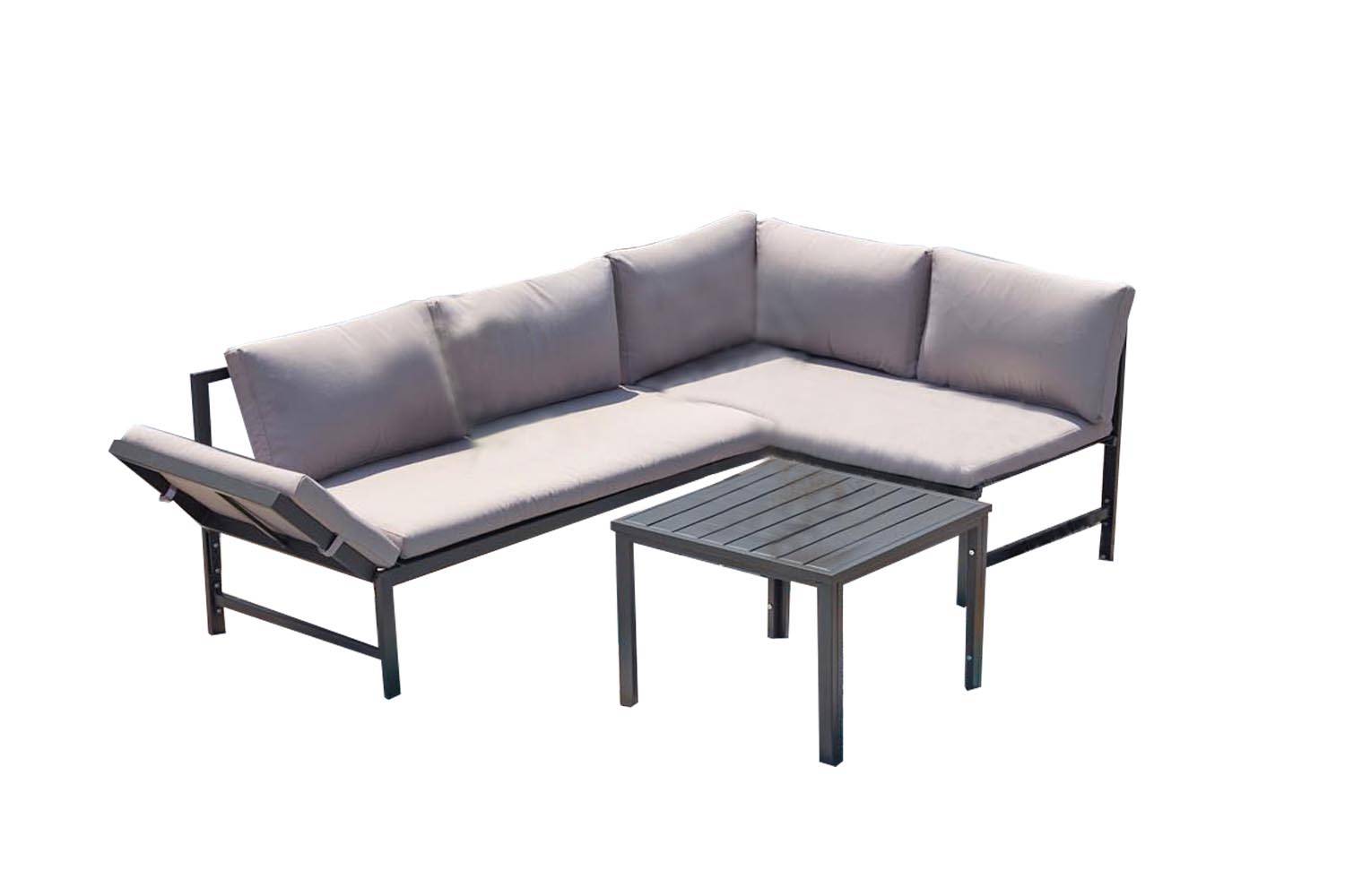 Salon de jardin bas avec canapé inclinable gris foncé KATEA - Image 1