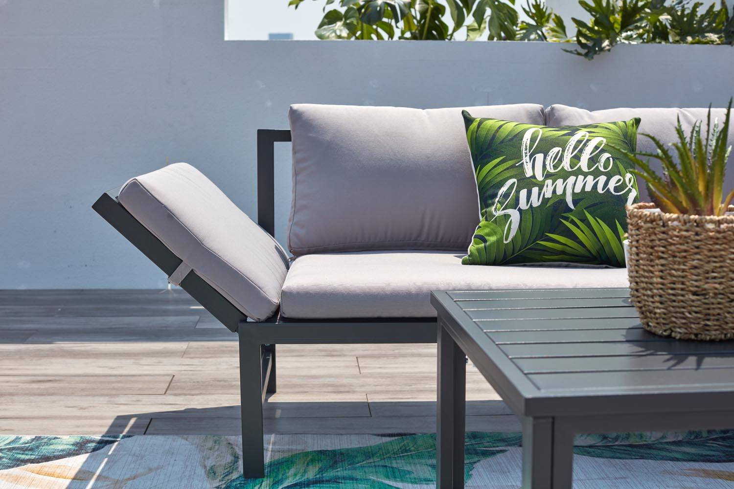 Salon de jardin bas avec canapé inclinable gris foncé KATEA - Image 3