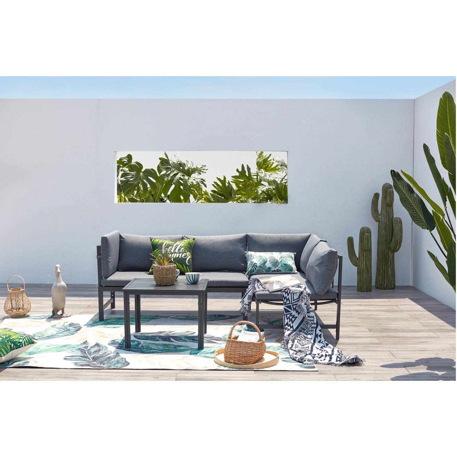 Salon de jardin bas avec canapé inclinable gris foncé KATEA - Image 8