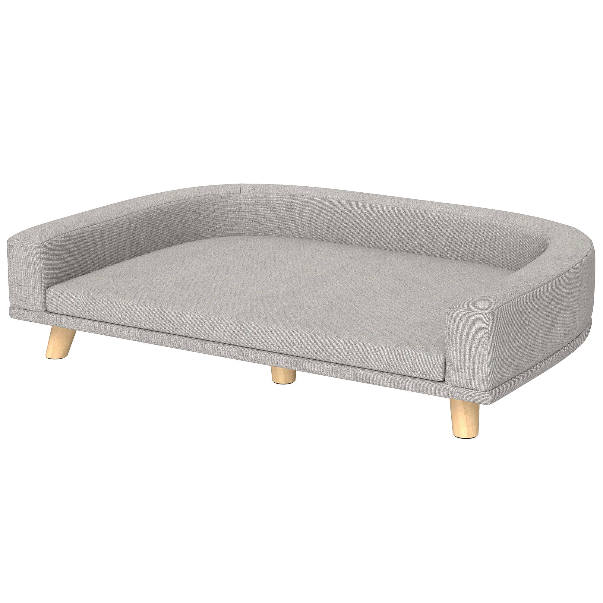 Canapé pour chien grand lit surélevé pour chien coussin lavable cadre en bois tissu polyester 98 x 67 x 25 cm gris - Image 2