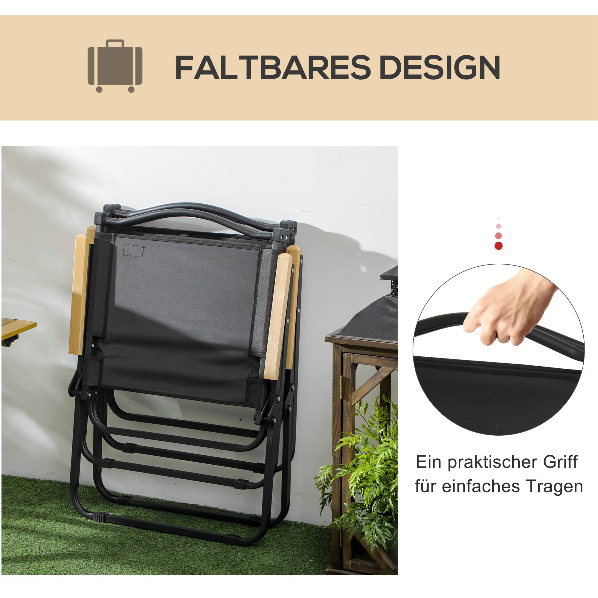 Lot 2 Chaises Camping Acier Oxford Pliables Plage Pêche Légères 54x59x78cm Noir - ComfortXL Outdoor Living - Image 7