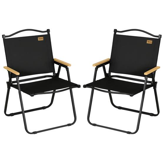 Lot 2 Chaises Camping Acier Oxford Pliables Plage Pêche Légères 54x59x78cm Noir - ComfortXL Outdoor Living - Image 1