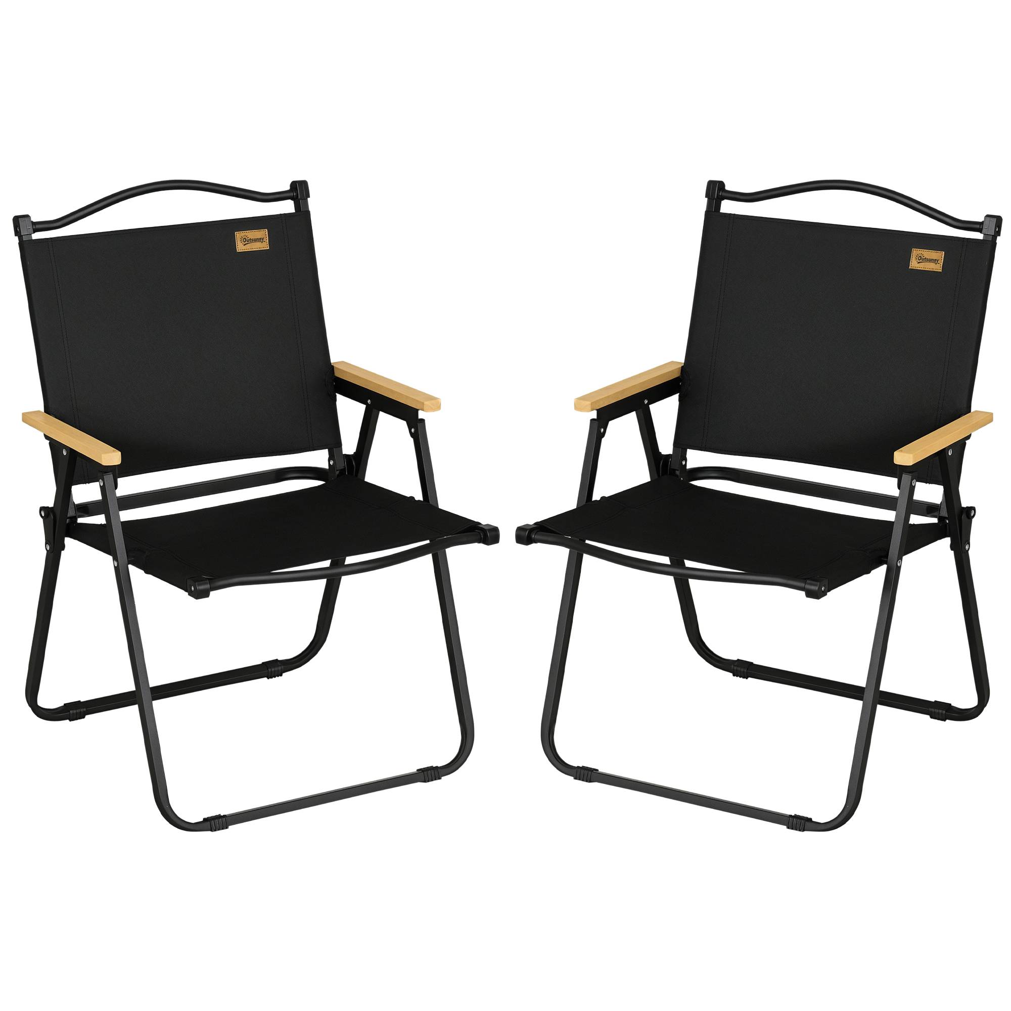 Lot 2 Chaises Camping Acier Oxford Pliables Plage Pêche Légères 54x59x78cm Noir - ComfortXL Outdoor Living - Image 1