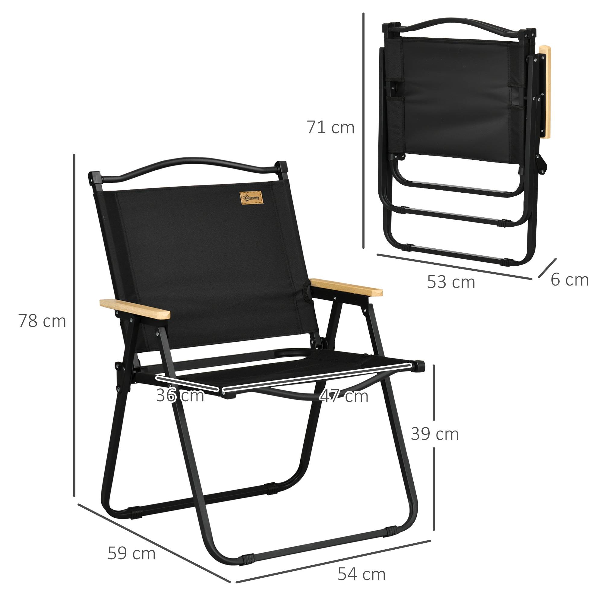 Lot 2 Chaises Camping Acier Oxford Pliables Plage Pêche Légères 54x59x78cm Noir - ComfortXL Outdoor Living - Image 5