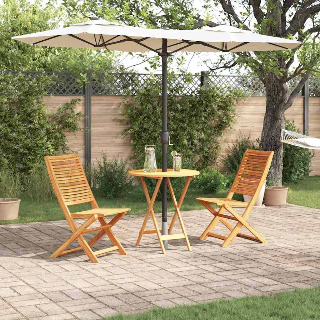 ComfortXL - Table et Chaises de Jardin Pliantes 2 Places Bois d'Acacia avec Trou de Parasol Marron – ComfortXL Outdoor Living - Image 1