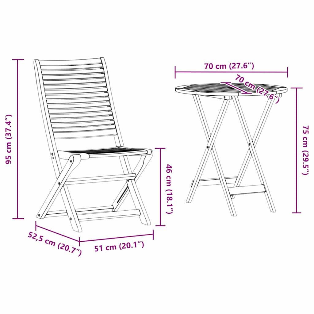ComfortXL - Table et Chaises de Jardin Pliantes 2 Places Bois d'Acacia avec Trou de Parasol Marron – ComfortXL Outdoor Living - Image 5