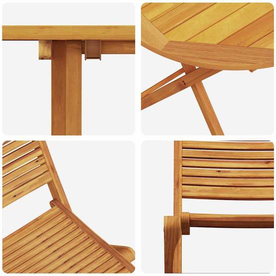 ComfortXL - Table et Chaises de Jardin Pliantes 2 Places Bois d'Acacia avec Trou de Parasol Marron – ComfortXL Outdoor Living - Image 3