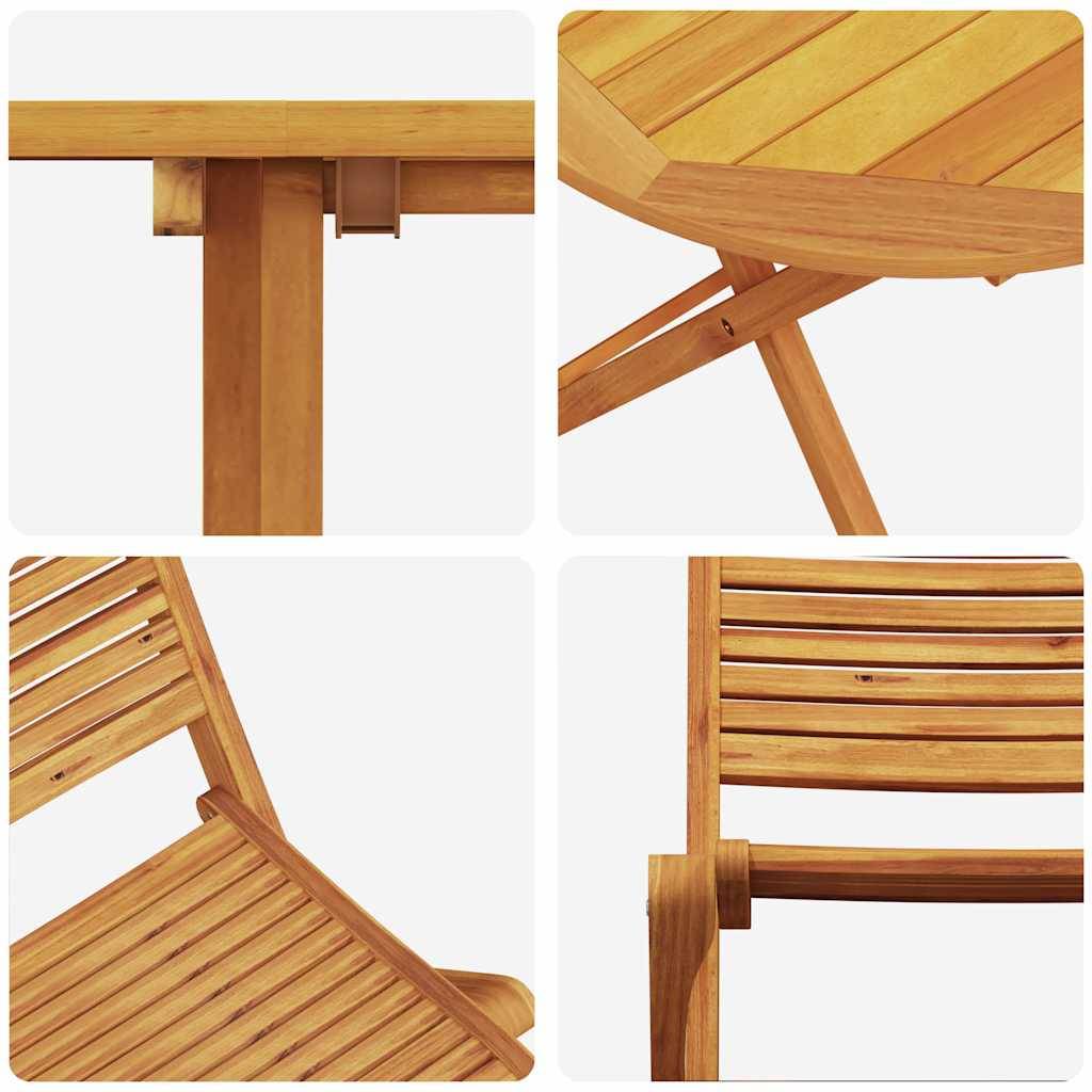 ComfortXL - Table et Chaises de Jardin Pliantes 2 Places Bois d'Acacia avec Trou de Parasol Marron – ComfortXL Outdoor Living - Image 3