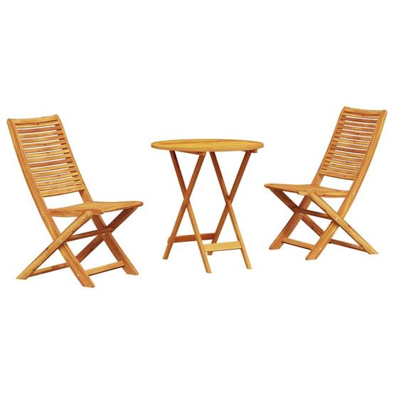ComfortXL - Table et Chaises de Jardin Pliantes 2 Places Bois d'Acacia avec Trou de Parasol Marron – ComfortXL Outdoor Living - Image 2