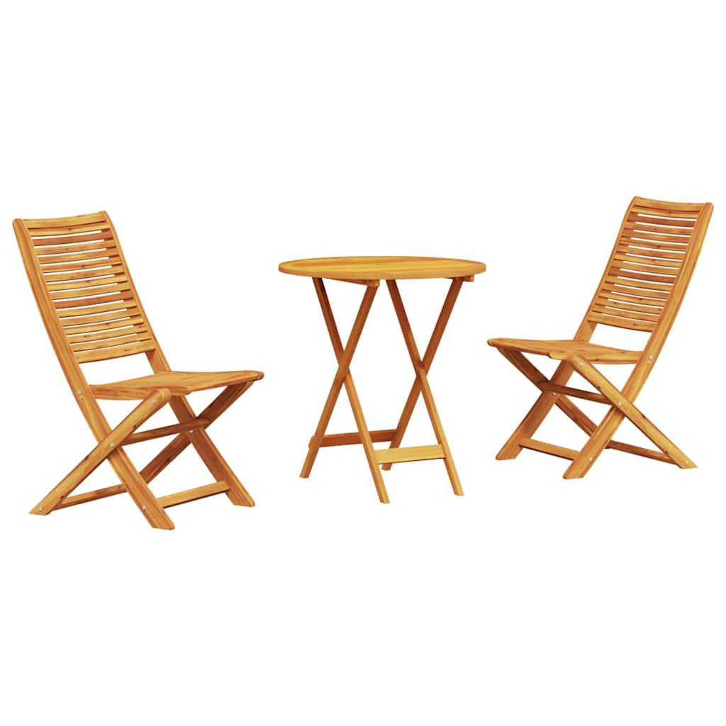 ComfortXL - Table et Chaises de Jardin Pliantes 2 Places Bois d'Acacia avec Trou de Parasol Marron – ComfortXL Outdoor Living - Image 2