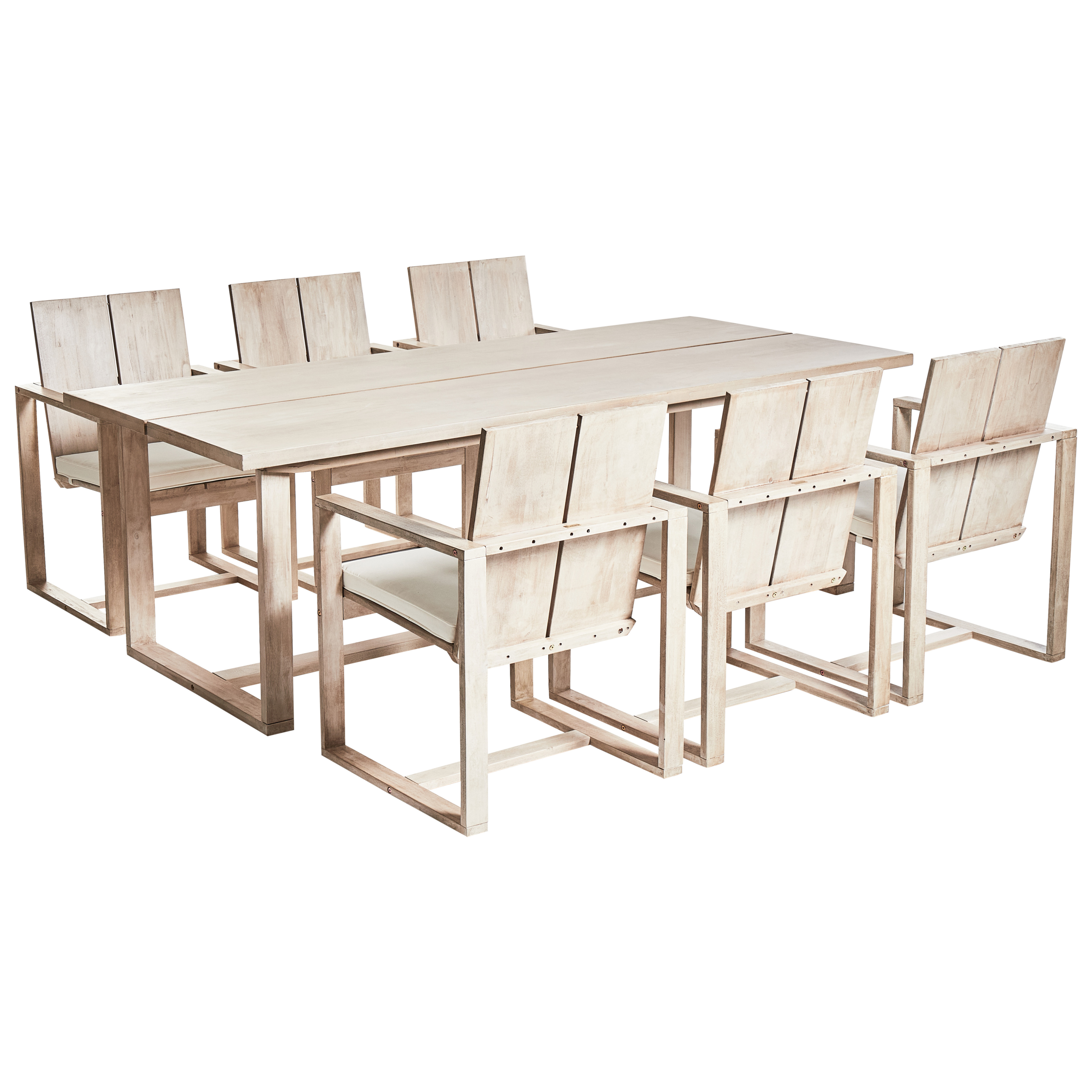 Beliani - Set de salle à manger, 6 Personnes Acacia Blanc cassé AZZANELLO - Beliani - Image 1