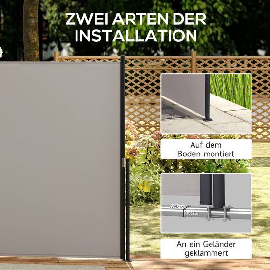 Store latéral aluminium et polyester gris clair 300 x 3.5 x 140 cm - PANGIVO - Image 8