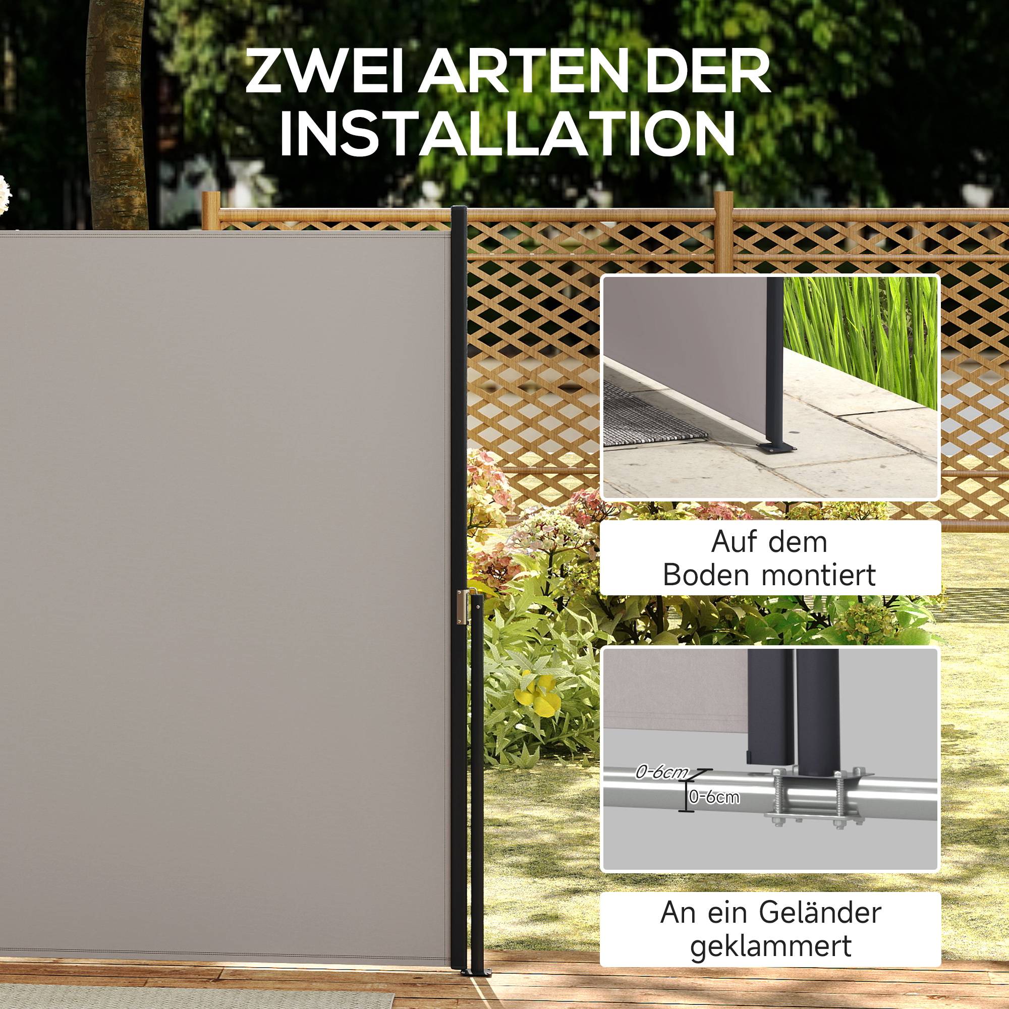 Store latéral aluminium et polyester gris clair 300 x 3.5 x 140 cm - PANGIVO - Image 8