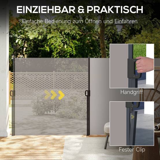 Store latéral aluminium et polyester gris clair 300 x 3.5 x 140 cm - PANGIVO - Image 7