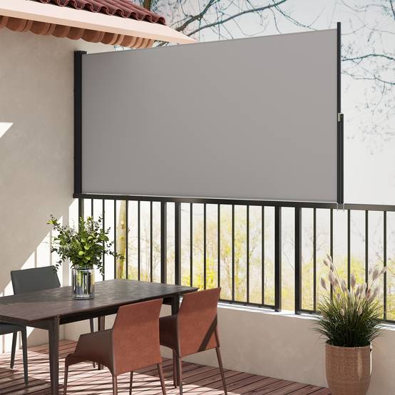 Store latéral aluminium et polyester gris clair 300 x 3.5 x 140 cm - PANGIVO - Image 9