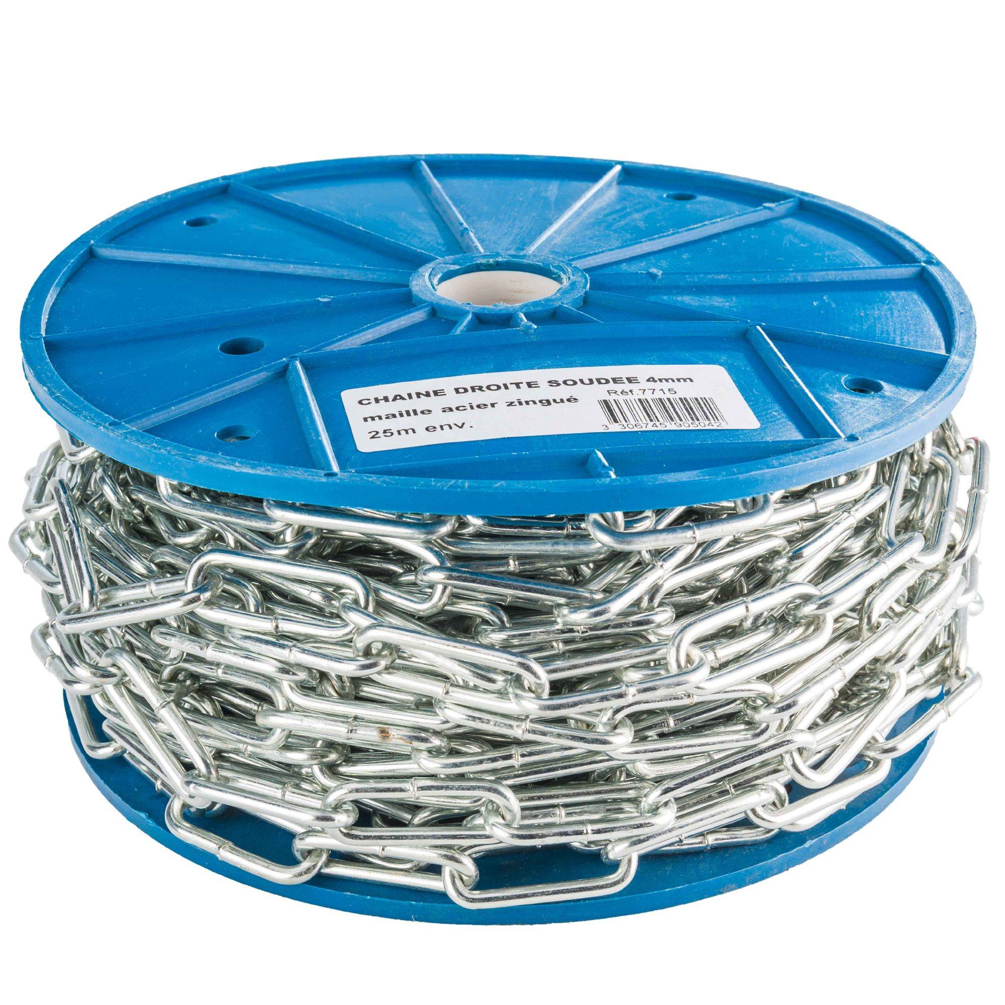 Chaine soudée 4 mm acier zingué 25m