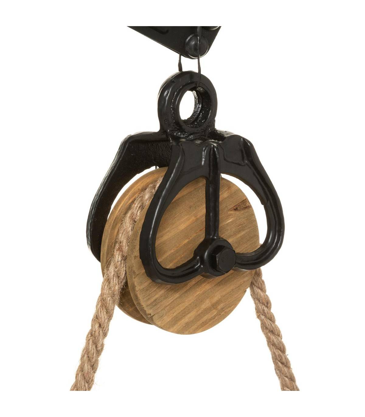 Pendule murale forme poulie en Bois et Métal D 40 cm - Image 3