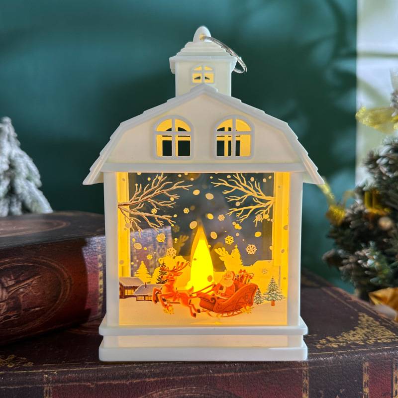 Lanterne d'élan de Noël 1 pièce, lanterne portable de style Noël, veilleuse de Noël alimentée par batterie, lumière chaude (piles incluses) - Image 1