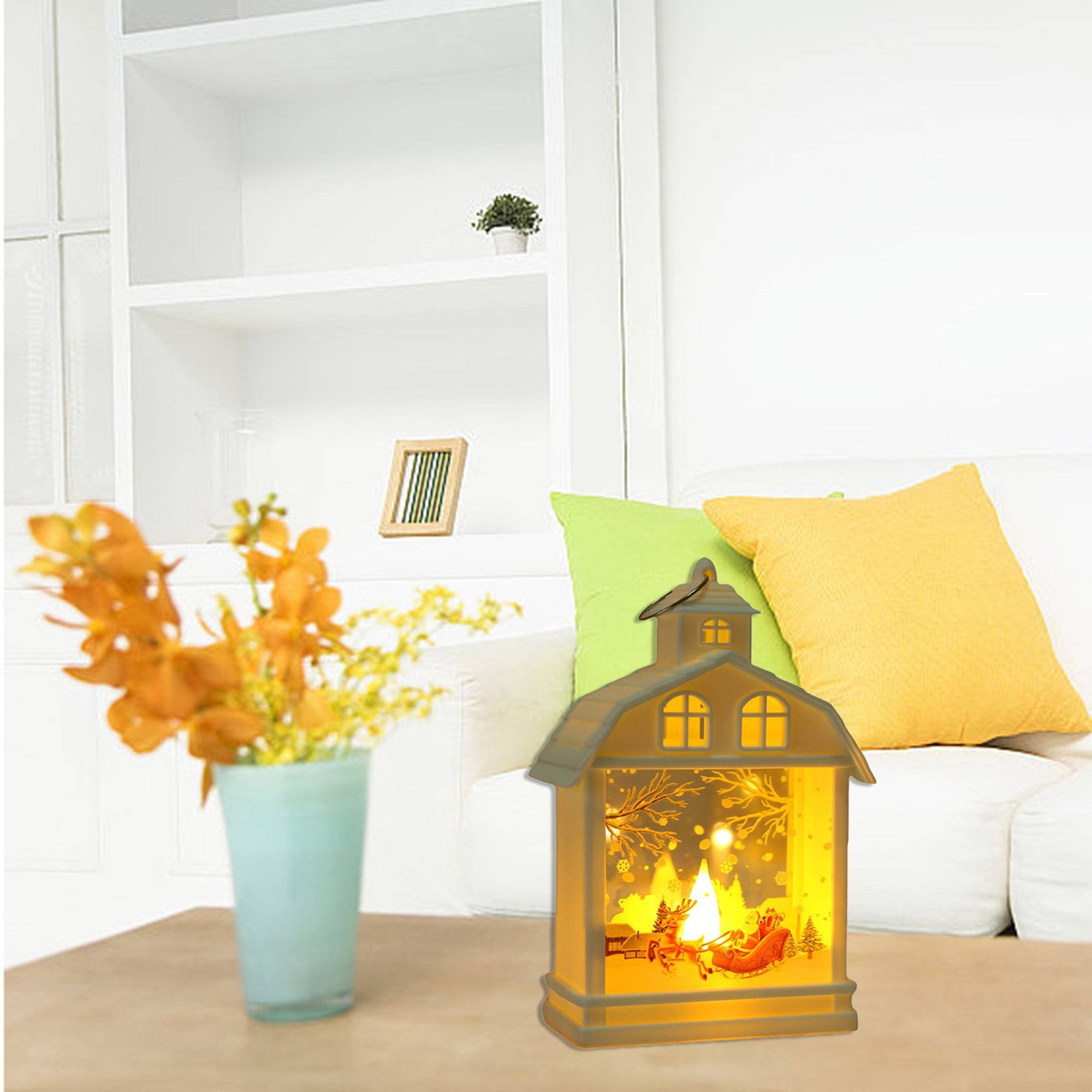 Lanterne d'élan de Noël 1 pièce, lanterne portable de style Noël, veilleuse de Noël alimentée par batterie, lumière chaude (piles incluses) - Image 5