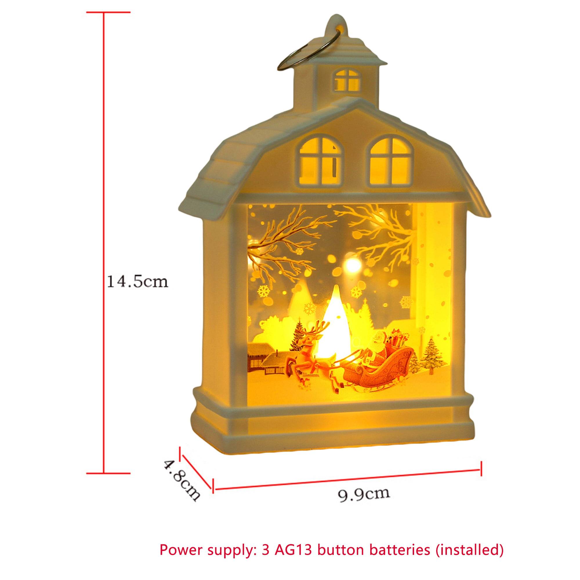 Lanterne d'élan de Noël 1 pièce, lanterne portable de style Noël, veilleuse de Noël alimentée par batterie, lumière chaude (piles incluses) - Image 4