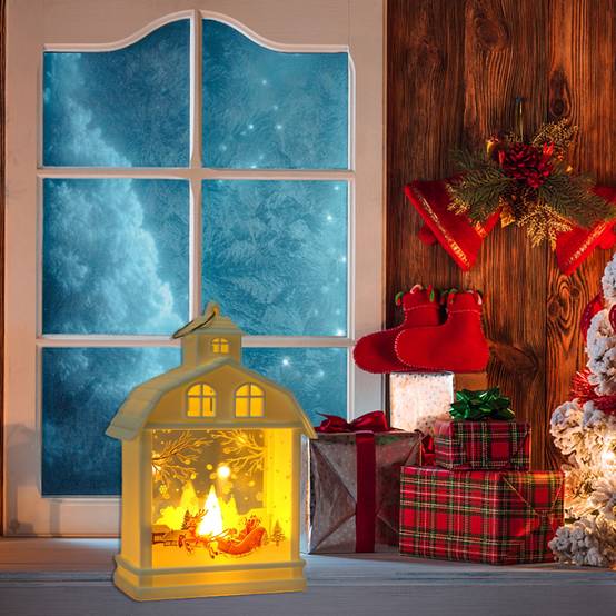 Lanterne d'élan de Noël 1 pièce, lanterne portable de style Noël, veilleuse de Noël alimentée par batterie, lumière chaude (piles incluses) - Image 3