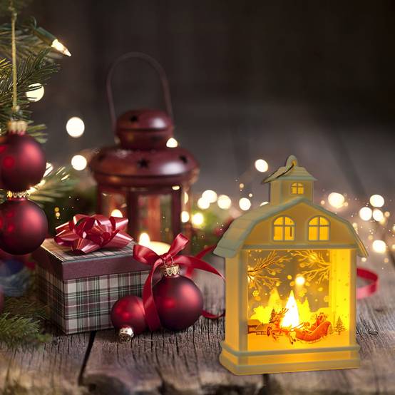 Lanterne d'élan de Noël 1 pièce, lanterne portable de style Noël, veilleuse de Noël alimentée par batterie, lumière chaude (piles incluses) - Image 6