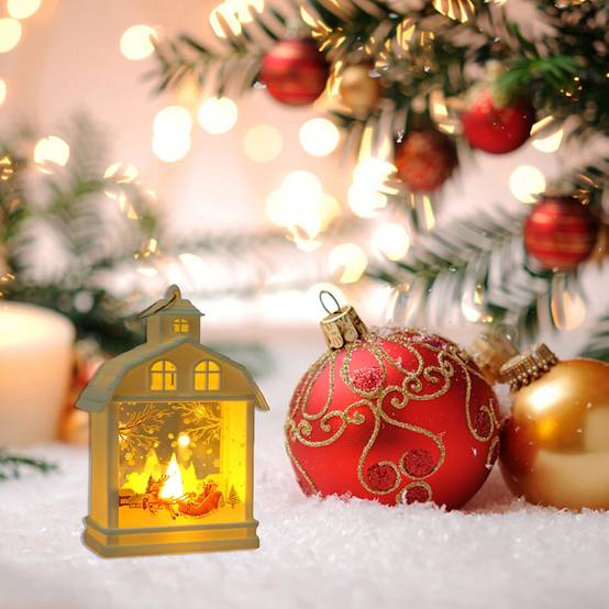 Lanterne d'élan de Noël 1 pièce, lanterne portable de style Noël, veilleuse de Noël alimentée par batterie, lumière chaude (piles incluses) - Image 2