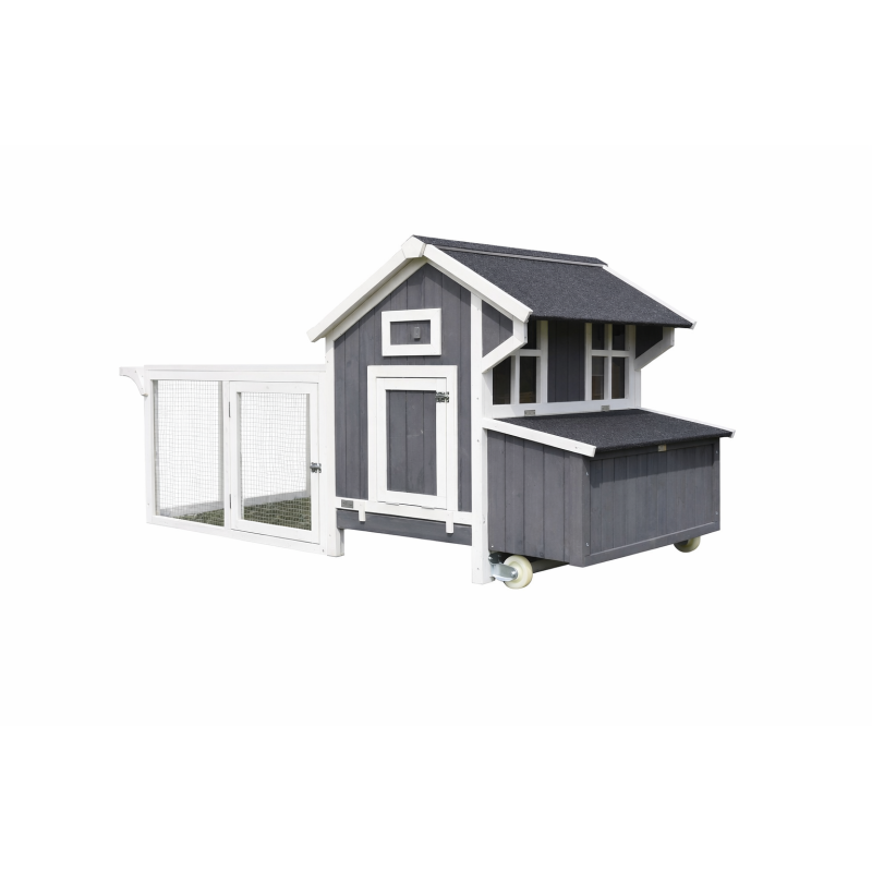 Poulailler en bois pour jardin extérieure 207x100x88cm Cage Canard avec Nichoir Modèle Franzi