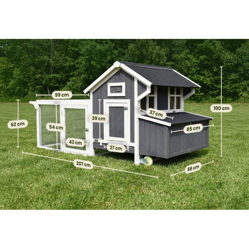 Poulailler en bois pour jardin extérieure 207x100x88cm Cage Canard avec Nichoir Modèle Franzi - Image 2