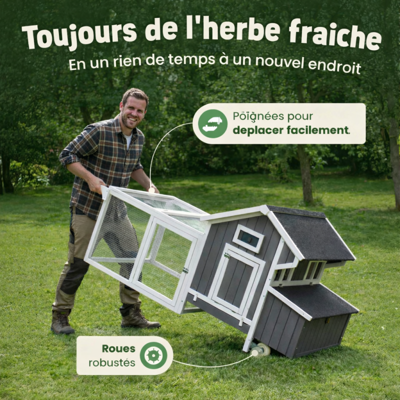 Poulailler en bois pour jardin extérieure 207x100x88cm Cage Canard avec Nichoir Modèle Franzi - Image 3