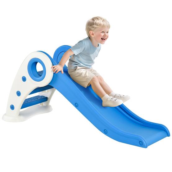 Toboggan pliable bleu escalier et rampe pour bébés 18–36 mois 120 × 50 × 56 cm intérieur et jardin - Image 1