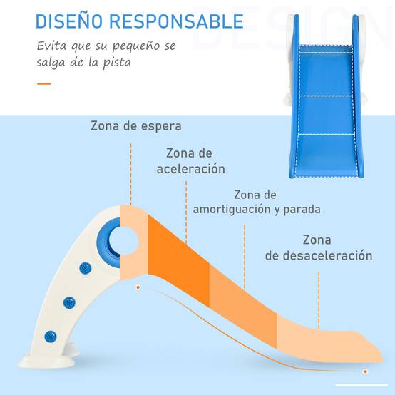 Toboggan pliable bleu escalier et rampe pour bébés 18–36 mois 120 × 50 × 56 cm intérieur et jardin - Image 5