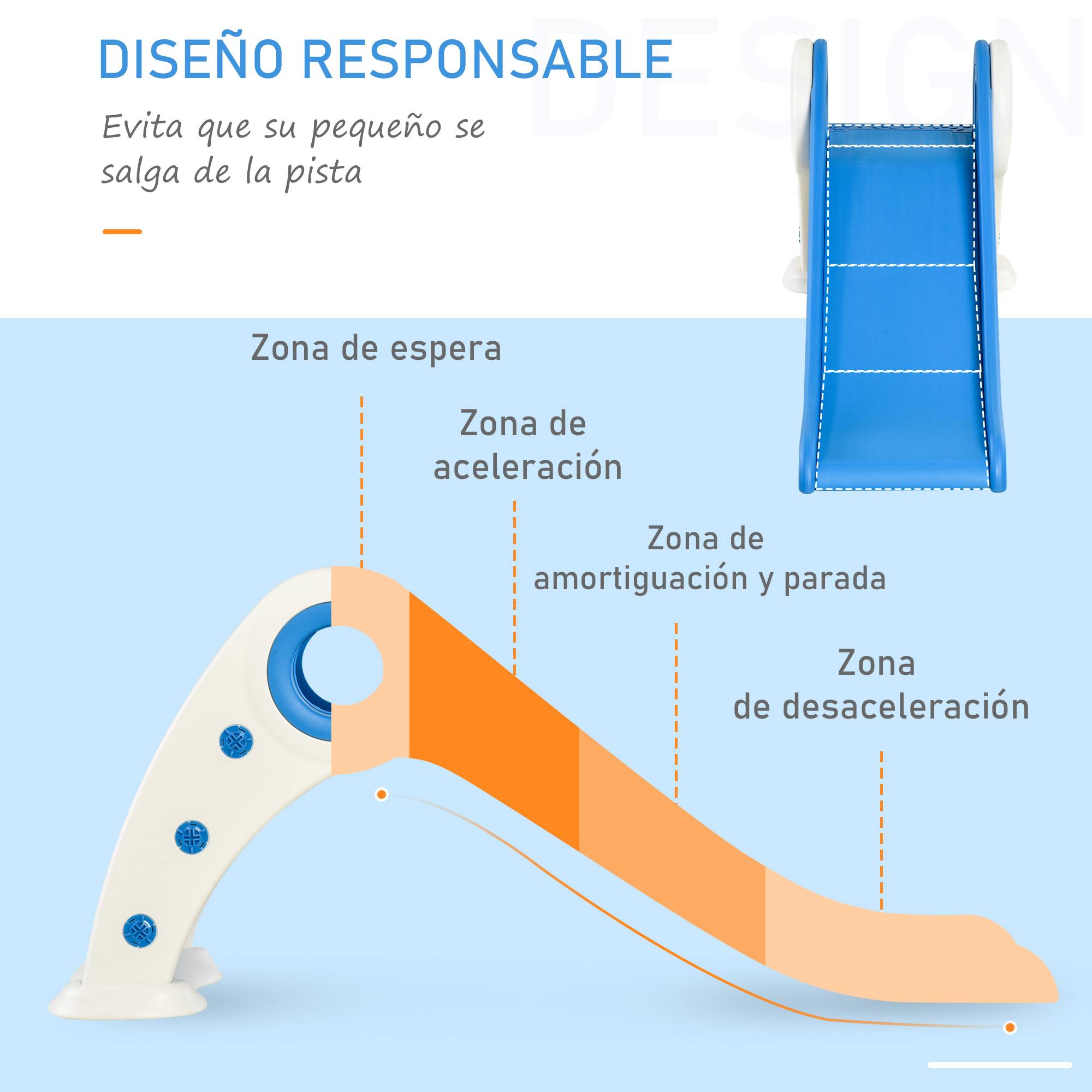 Toboggan pliable bleu escalier et rampe pour bébés 18–36 mois 120 × 50 × 56 cm intérieur et jardin - Image 5